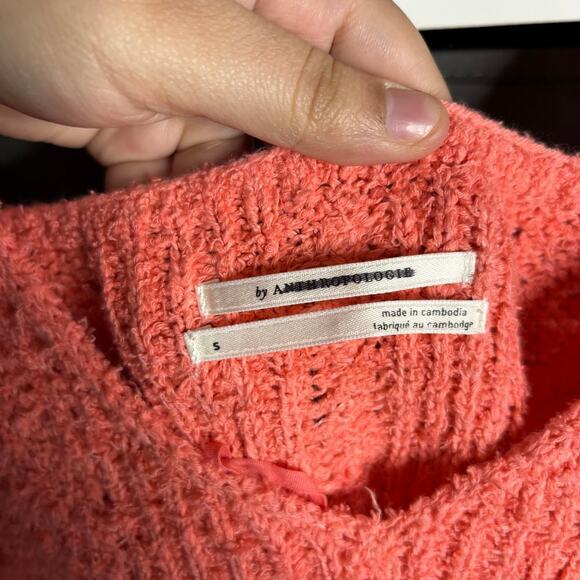 Anthropologie V Neck Pointelle Sweater Tank Coral Size S - Picture 6 of 6